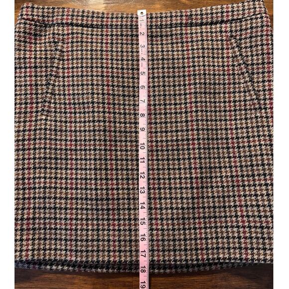 J Crew Women’s 14 35x18 Skirt Short Wool Blend Houndstooth Pockets Y2K Tweed - Picture 10 of 10